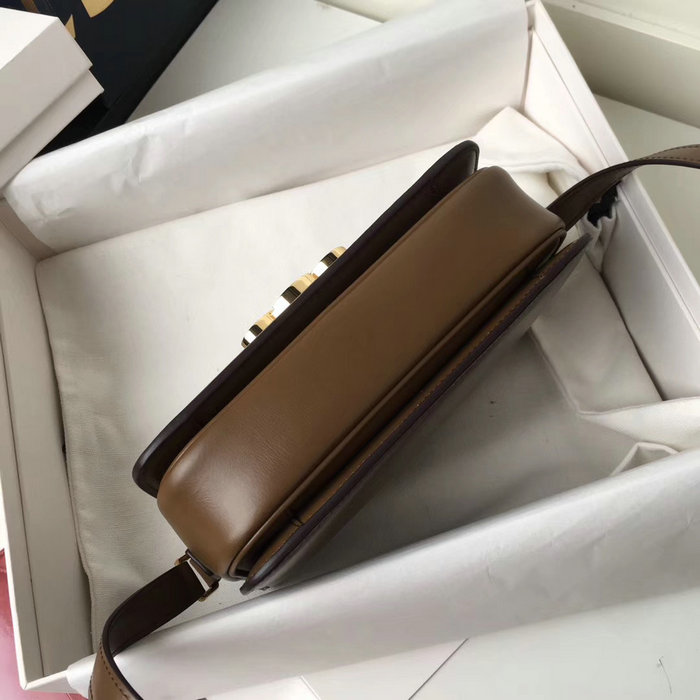 Celine Medium Triomphe Bag in Shiny Calfskin Brown C03081