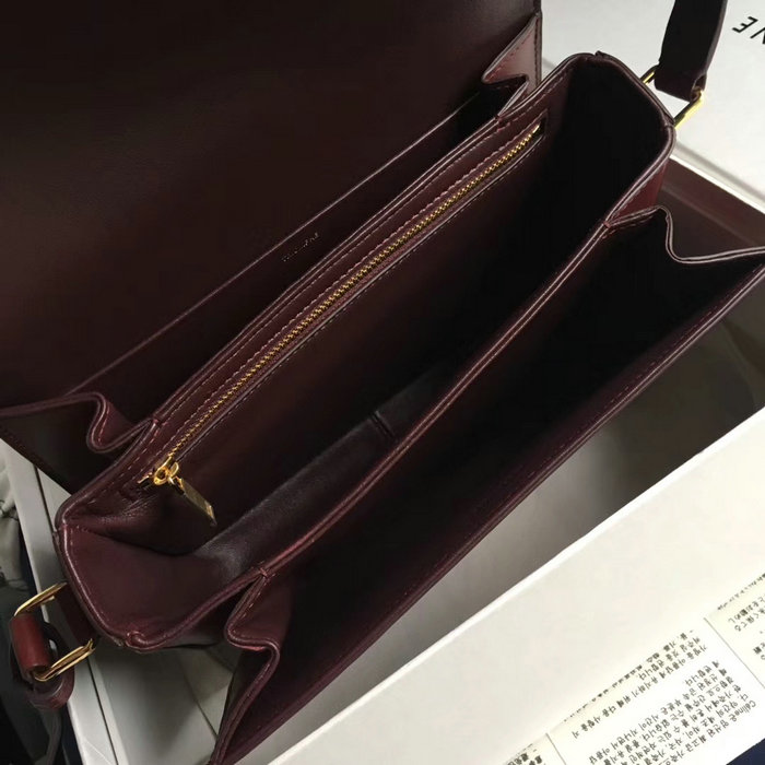 Celine Medium Triomphe Bag in Shiny Calfskin Burgundy C03081