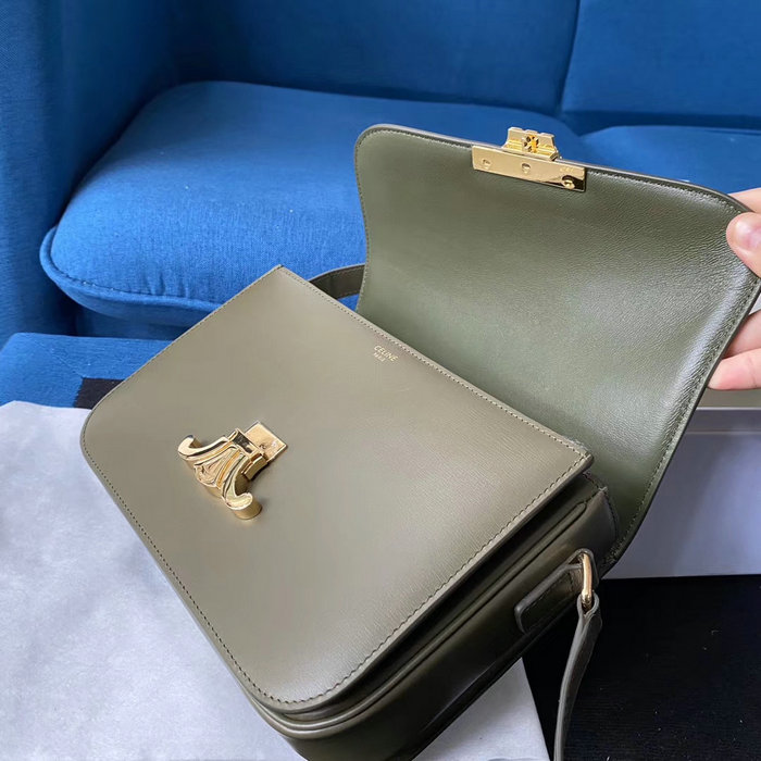 Celine Medium Triomphe Bag in Shiny Calfskin Light Khaki C03081