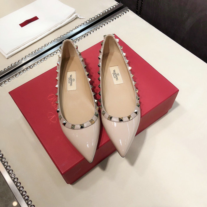 Valentino Patent Rockstud Ballet Flat Nude VS03084