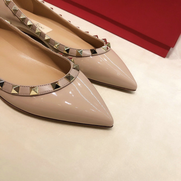 Valentino Patent Rockstud Ballet Flat Nude VS03084