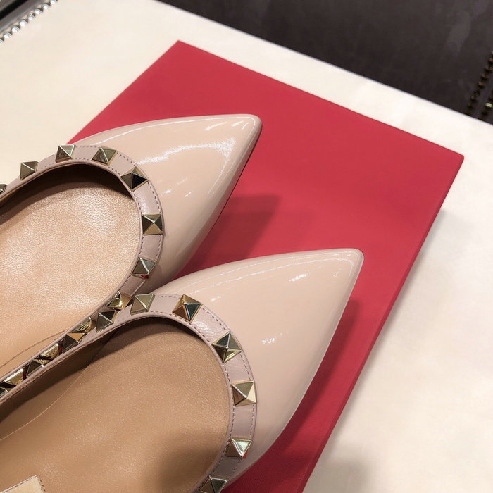 Valentino Patent Rockstud Ballet Flat Nude VS03084