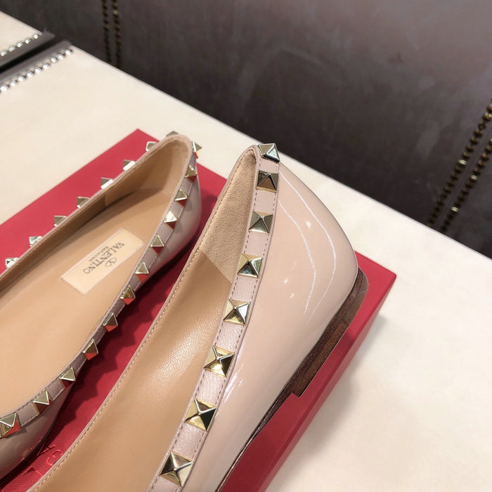 Valentino Patent Rockstud Ballet Flat Nude VS03084