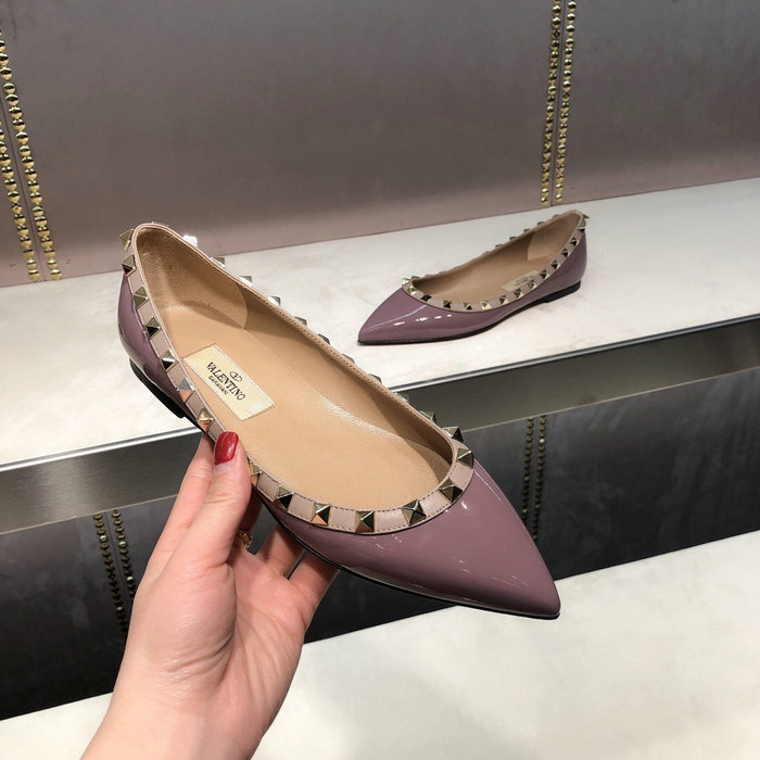 Valentino Patent Rockstud Ballet Flat Purple VS03084