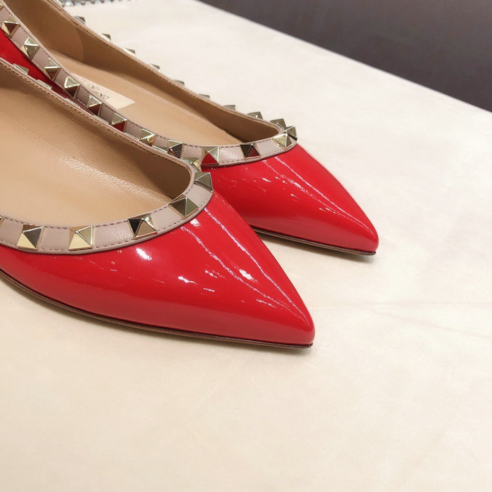 Valentino Patent Rockstud Ballet Flat Red VS03084