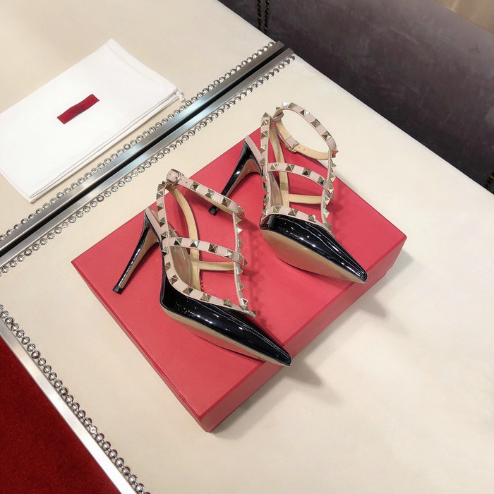 Valentino Patent Rockstud Caged Pump Black VS03082