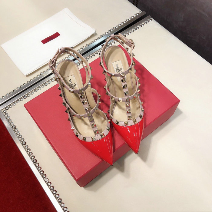 Valentino Patent Rockstud Caged Pump Red VS03082