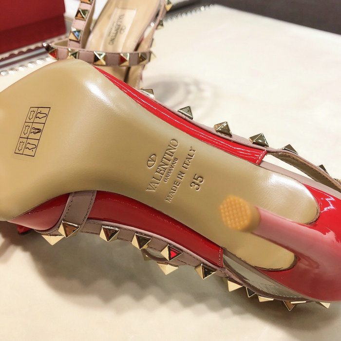 Valentino Patent Rockstud Caged Pump Red VS03082