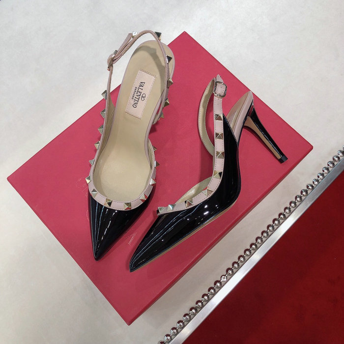 Valentino Patent Slingback Pump Black VS03086