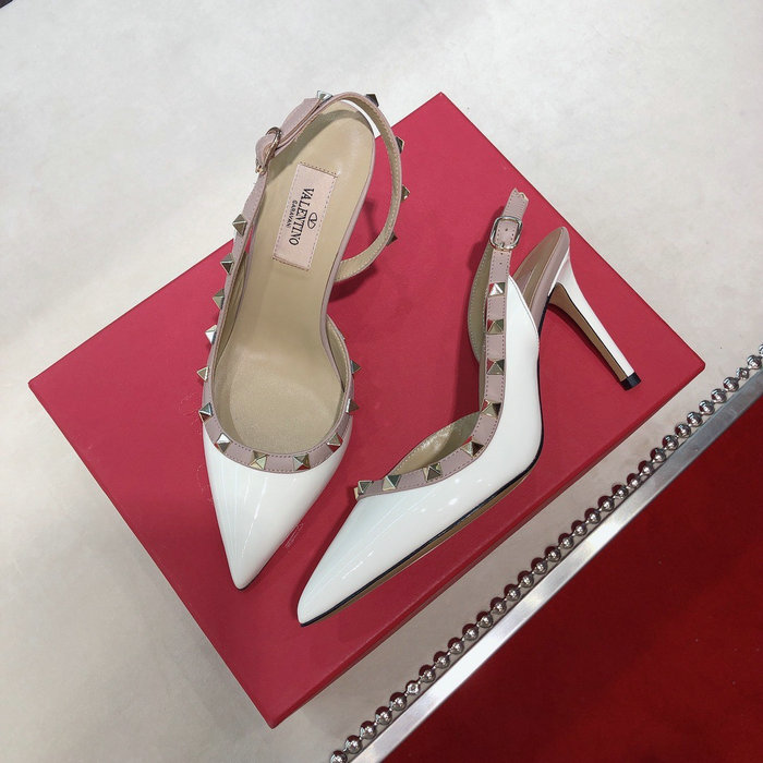 Valentino Patent Slingback Pump White VS03086