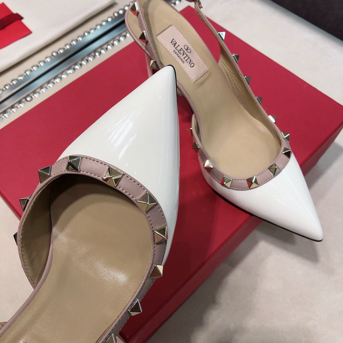 Valentino Patent Slingback Pump White VS03086