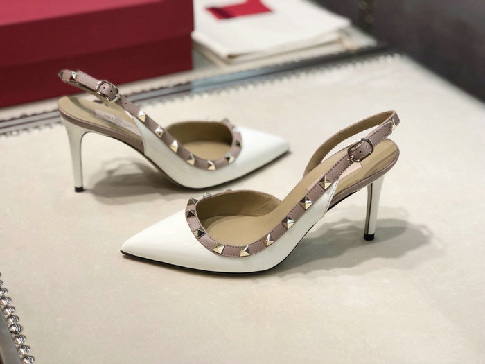 Valentino Patent Slingback Pump White VS03086