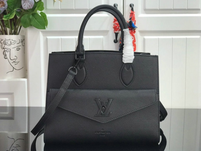 Louis Vuitton Soft Calfskin Lockme Tote PM Black M55845