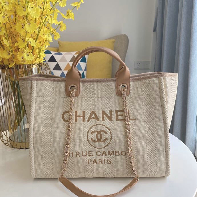 Chanel Canvas Cabas Tote Bag Beige A66941