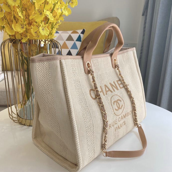 Chanel Canvas Cabas Tote Bag Beige A66941