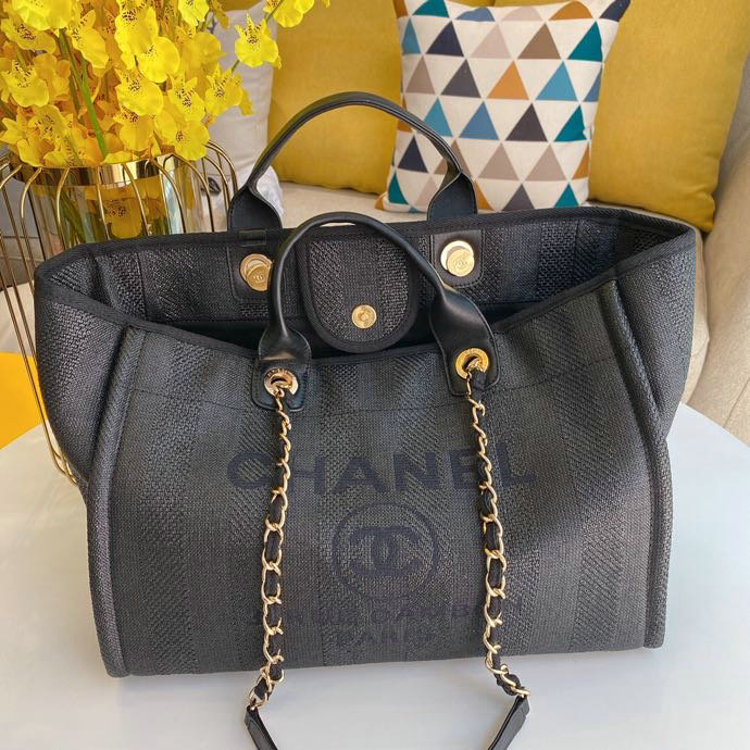 Chanel Canvas Cabas Tote Bag Black A66941