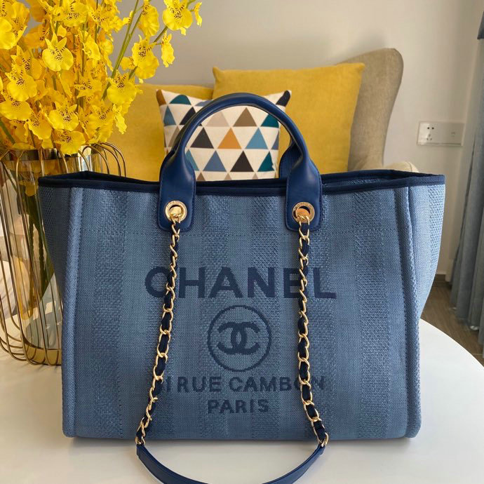 Chanel Canvas Cabas Tote Bag Blue A66941