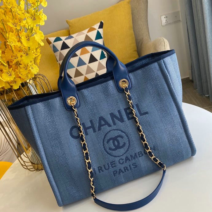 Chanel Canvas Cabas Tote Bag Blue A66941