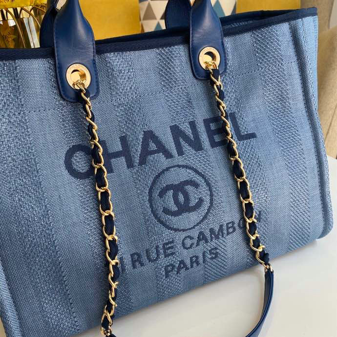 Chanel Canvas Cabas Tote Bag Blue A66941