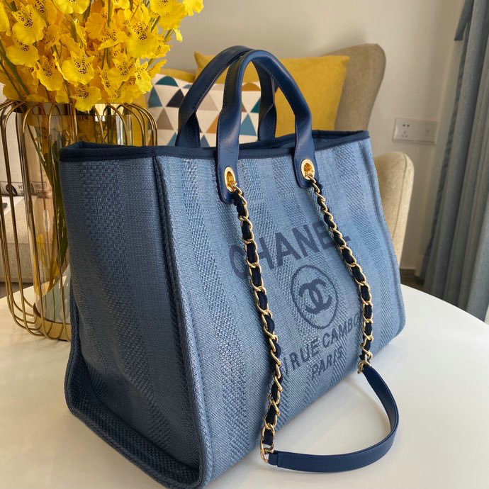 Chanel Canvas Cabas Tote Bag Blue A66941