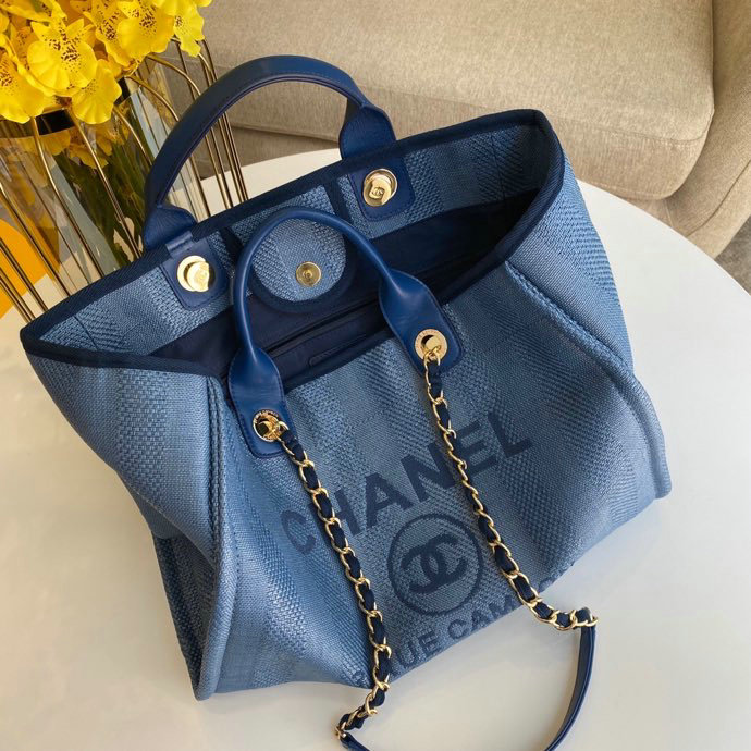 Chanel Canvas Cabas Tote Bag Blue A66941