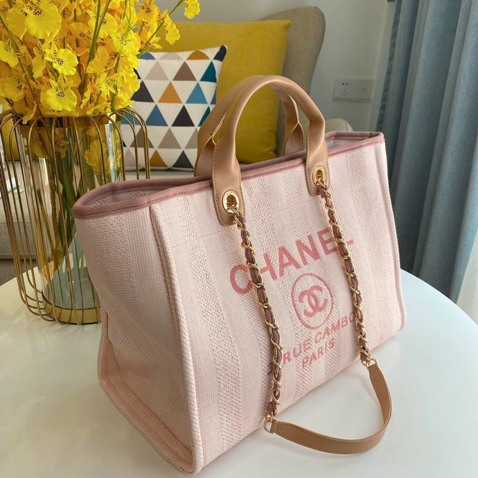 Chanel Canvas Cabas Tote Bag Pink A66941
