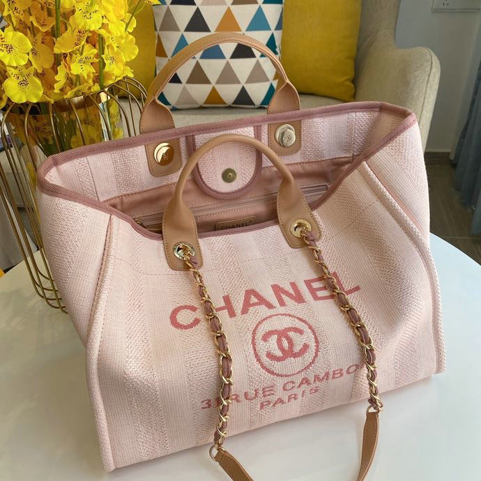 Chanel Canvas Cabas Tote Bag Pink A66941