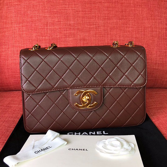 Chanel Lambskin Flap Bag Burgundy A0881