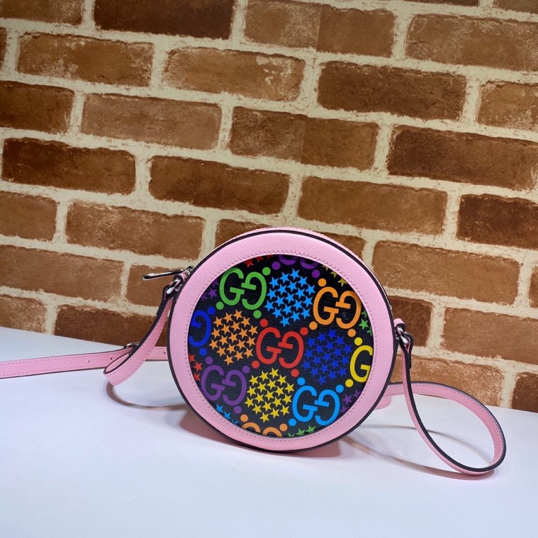 Gucci GG Psychedelic Round Shoulder Bag Pink 603938