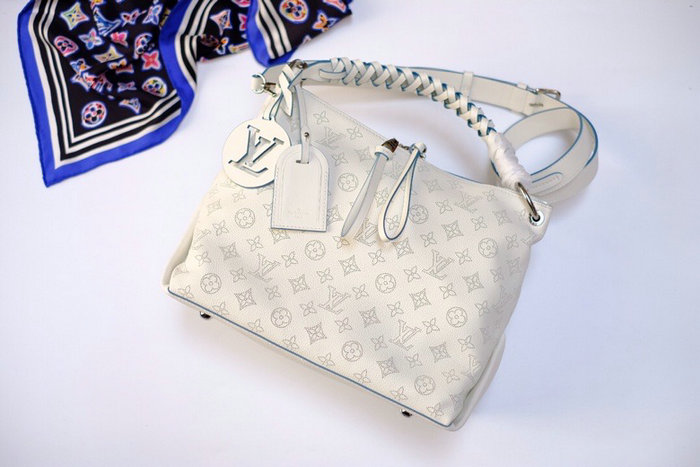 Louis Vuitton Mahina Leather Beaubourg Hobo MM White M56201