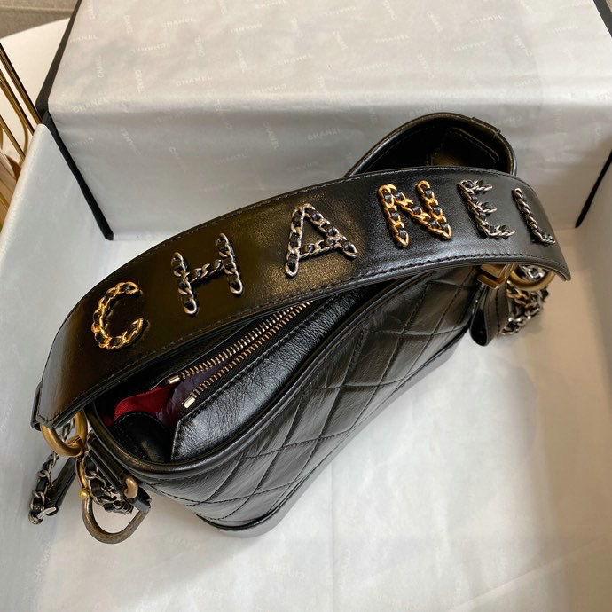 Chanel Aged Calfskin Small Gabrielle Hobo Bag Black AS0865