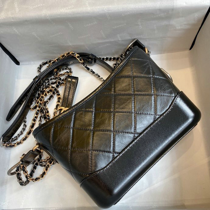 Chanel Aged Calfskin Small Gabrielle Hobo Bag Black AS0865