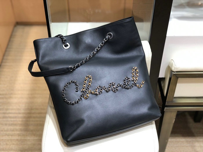 Chanel Calfskin Shopping Bag Black AS168