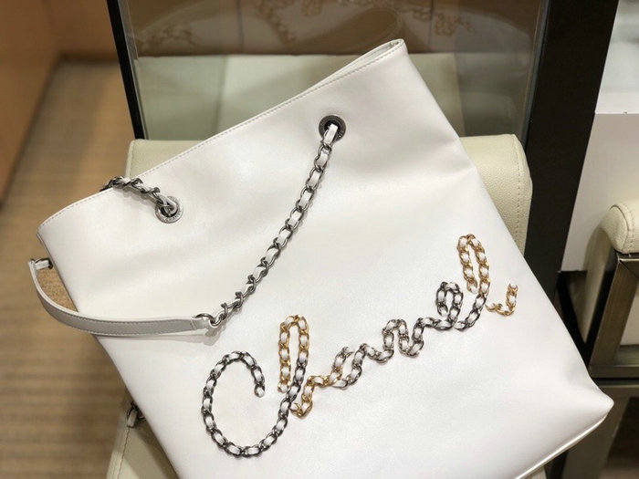 Chanel Calfskin Shopping Bag White AS168