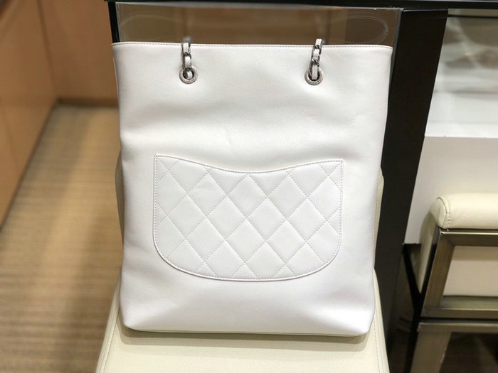 Chanel Calfskin Shopping Bag White AS168