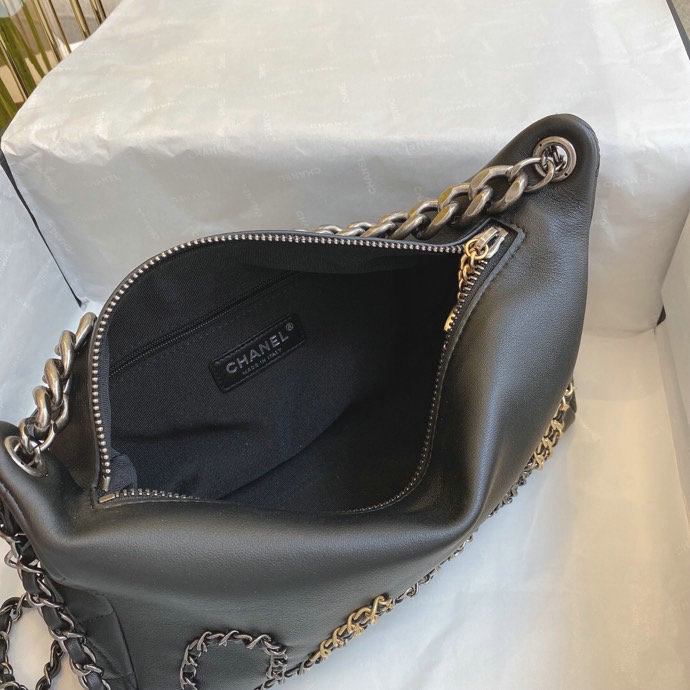 Chanel Calfskin Shoulder Bag Black AS1886