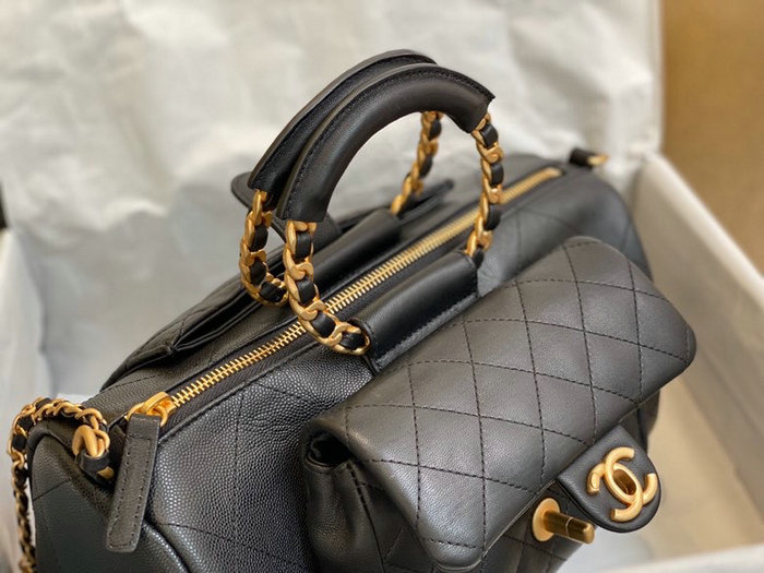Chanel Grain Calfskin Top Handle Bag Black A06054