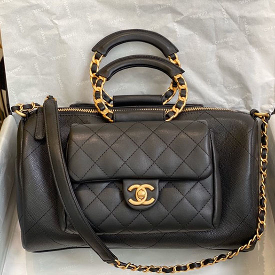 Chanel Grain Calfskin Top Handle Bag Black A06054