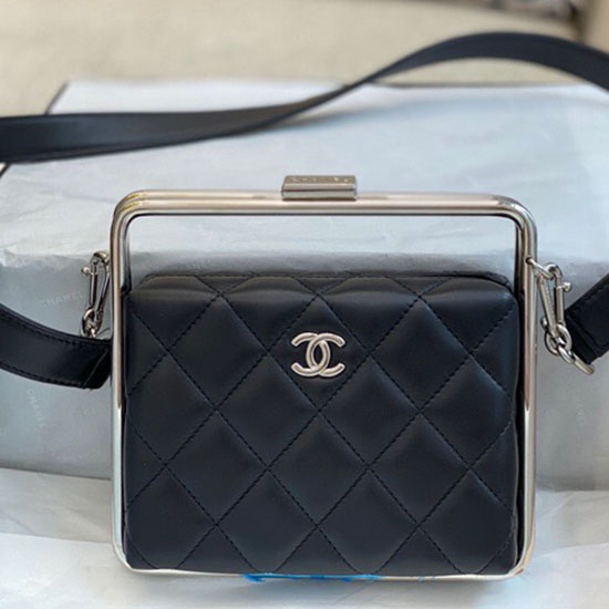 Chanel Lambskin Clutch Black AS1732