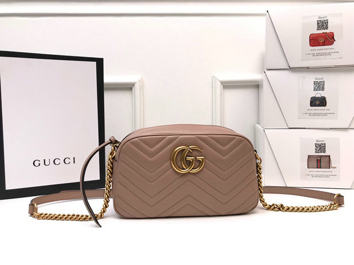 Gucci GG Marmont Small Matelasse Shoulder Bag 447632 Dusty Pink