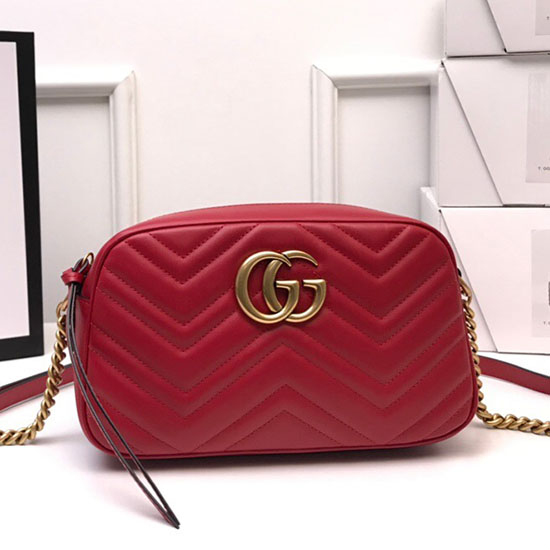 Gucci GG Marmont Small Matelasse Shoulder Bag 447632 Red