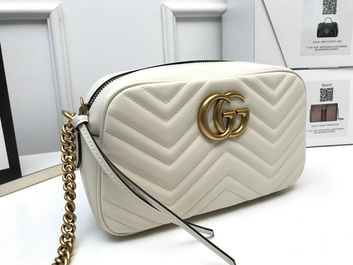 Gucci GG Marmont Small Matelasse Shoulder Bag 447632 White