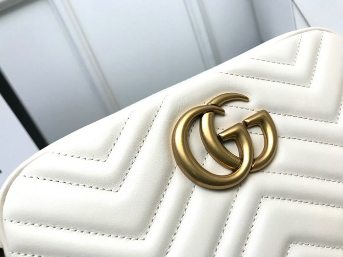 Gucci GG Marmont Small Matelasse Shoulder Bag 447632 White