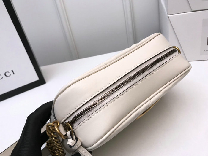 Gucci GG Marmont Small Matelasse Shoulder Bag 447632 White