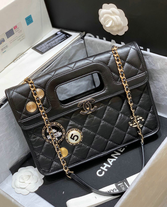 Chanel Aged Calfskin Flap Bag Black AS1430