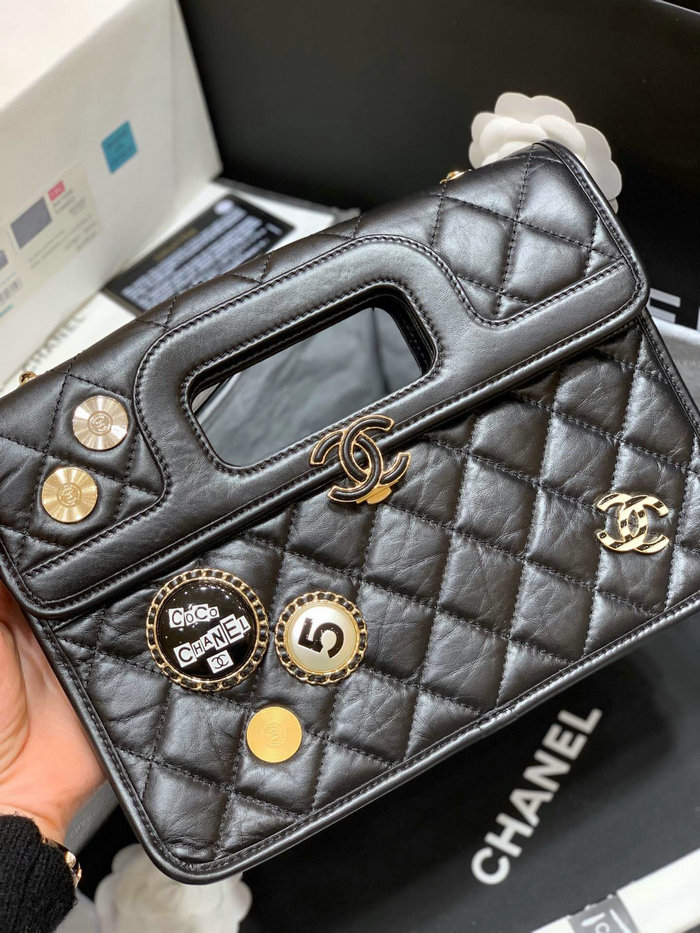 Chanel Aged Calfskin Flap Bag Black AS1430