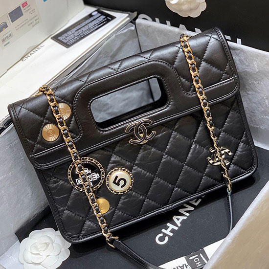 Chanel Aged Calfskin Flap Bag Black AS1430