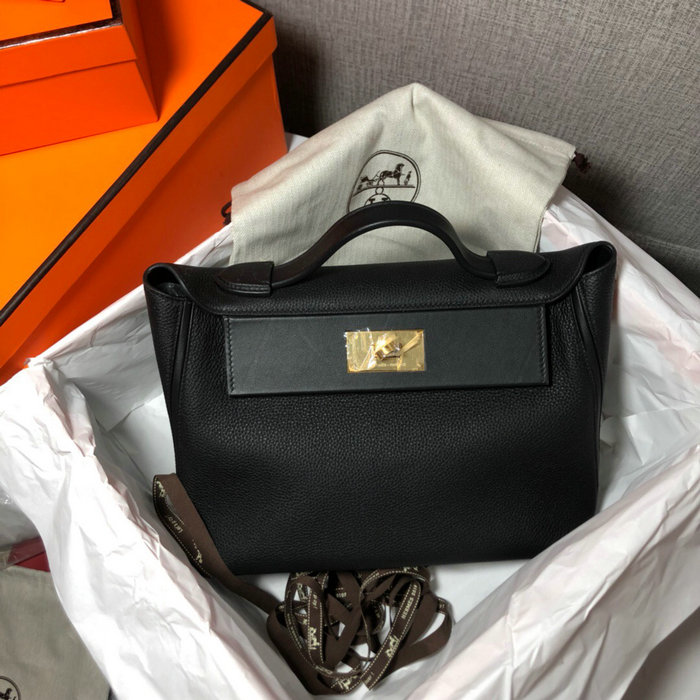 Hermes Kelly 24/24 Togo Leather Bag Black H06131