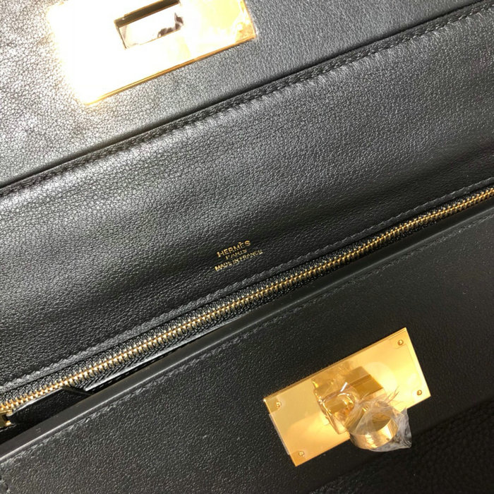 Hermes Kelly 24/24 Togo Leather Bag Black H06131