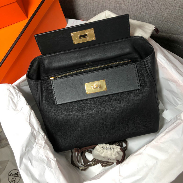 Hermes Kelly 24/24 Togo Leather Bag Black H06131